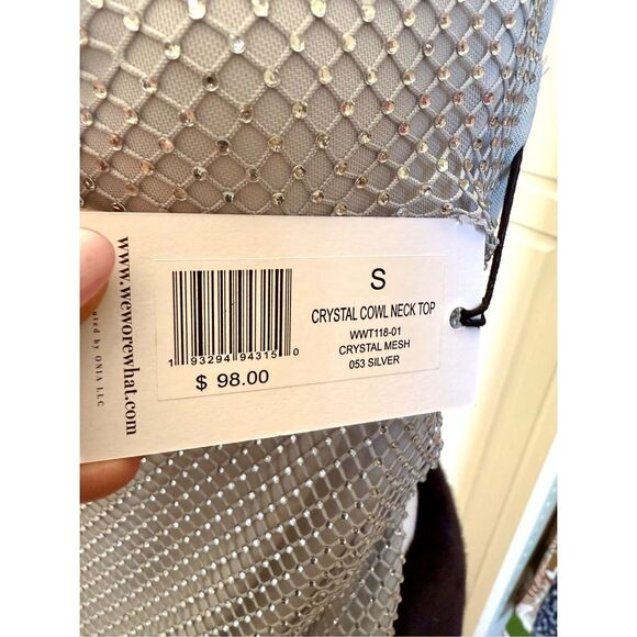 NWT WeWoreWhat Crystal Cowl Neck Top. Size Small - Picture 5 of 7